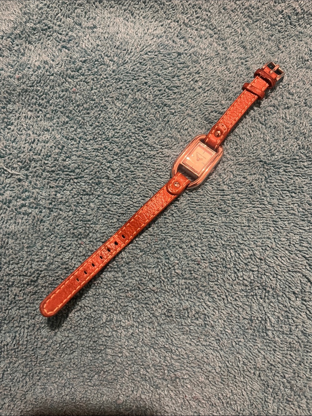 Michael Kors Silver Case Watch with Brown Leather Strap